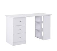 Scrivania Porta Pc Per Camera E Ufficio Con Cassettiera E Ripiani Portaoggetti In Legno 120x49x72cm Bianco