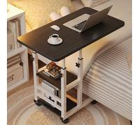 Scrivania portatile per computer portatile, con ruote, pieghevole, per mangiare e studiare, postazione di lavoro a più livelli per soggiorno e camera da letto (80 x 40 cm)