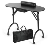 Scrivania portatile per tecnici delle unghie, con cassetto, polsiere, ruote e borsa per il trasporto, per professionisti del salone di bellezza