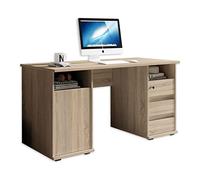 Scrivania Primus 2 con cassetti, Effetto Rovere Sonoma, scrivania per Computer, per Home Office, capiente e con Ripiani Aperti, 145 x 74 x 65 cm (Larghezza x Altezza x profondità)