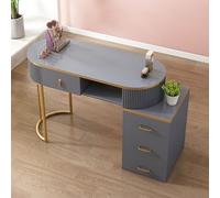 Scrivania professionale per nail tech, con cassetti e armadietto, postazione di lavoro funzionale in legno per manicure e artisti