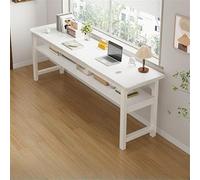 Scrivania quadrata - Tavolo per computer da ufficio fronte-retro per affitto casa e soggiorno, altezza 49 cm, lunghezza 119 cm, larghezza 40 cm, finitura marrone chiaro