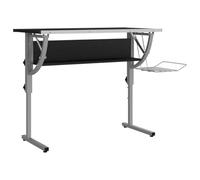Scrivania Regolabile 110x53 cm, Nero e Grigio, Multistrato e Acciaio | Piano inclinabile, ripiano e portariviste, struttura in acciaio verniciato, uso versatile, montaggio con manuale