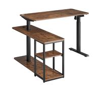 Scrivania Elettrica Regolabile in Altezza con Ripiani Marrone Rustico ER-450