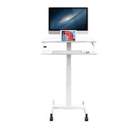 Scrivania regolabile in altezza con doppio vassoio, ruote bloccabili, altezza 76-121 cm, capacità di carico 10 kg, stazione di lavoro compatta 70 x 40 cm