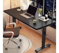 Scrivania regolabile in altezza con manovella e rotelle bloccabili per ufficio domestico - Scrivania mobile in piedi per giochi al computer con gambe in(Nero-100x60cm/39,3x23,6 pollici