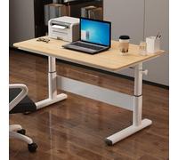 Scrivania regolabile in altezza, tavolo manuale per computer sit-stand per casa e ufficio, beige, 80 cm, aumenta il comfort e la produttività