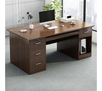 Scrivania rettangolare in legno con 3 cassetti, piedistallo e armadietto integrato, semplice tavolo per computer per studio, camera da letto o ufficio, 139,7 cm di lunghezza x 61 cm di larghezza x