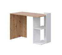 Scrivania Reversibile 100x52x78 Con Ripiani Rovere E Bianco Kenia Effetto Legno