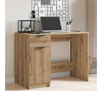 Scrivania Rovere Artigianale 100x50x75 cm in Legno Multistrato, Modern Office Desk with Drawer and Storage, Sturdy Computer Table for Home Office, Study Room, and Assembly, Minimalist Design