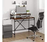 Scrivania Rovere Fumo 100x50x90 cm in Legno Multistrato e Ferro - Modern Industrial Style Computer Desk with Spacious Work Surface, Sturdy Metal Frame, Ergonomic Shelf for Home Office Workspace