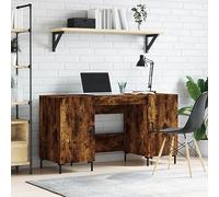 Scrivania Rovere Fumo 140x50x75 cm in Legno Multistrato, Modern Office Desk with 4 Storage Compartments, Industrial Style Writing Table for Small Spaces, Home Office Engineered Wood Workstation