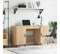 Scrivania Rovere Sonoma 140x50x75 cm in Legno Multistrato - Elegant Office Desk with 4 Storage Compartments, Industrial Style Iron Legs, Small Spaces, Bedroom or Home Office