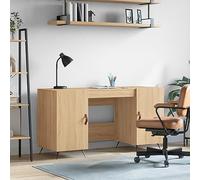 Scrivania Rovere Sonoma 140x50x75 cm in Legno Multistrato - Modern Office Desk with Storage, Industrial Style, Sturdy Engineered Wood, Compact Design for Bedroom, Home Office, Small Spaces