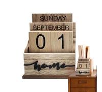 Scrivania rustica per salotti - Blocco data in legno da 15 cm, espositore classico, organizer vintage Durablies | Elegante decorazione riutilizzabile per ufficio