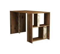 Scrivania Schedar, Scrittoio Multiuso, Tavolo per Ufficio Porta PC, Piano di Lavoro, 120x60h75 cm, Noce e Bianco Marmo