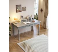 Scrivania/scrivania rustica/scrittoio/consolle, legno massello di gomma, con cassetti, altezza 76 cm, vintage for ufficio e home office(Grau,100x60cm)