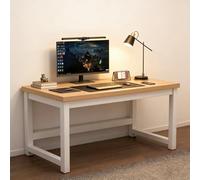 Scrivania semplice, base con struttura in acciaio, scrivania per computer di casa, postazione di lavoro domestica, adatta per camera da letto, studio, ufficio Natural 100*60*74cm/39.4*23.6*29.1in