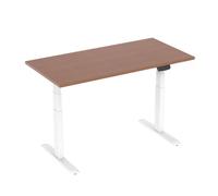 Scrivania Sit/Stand motorizzata Kimex 150x75 cm, altezza 62-128 cm, piano in noce/base bianca, collegata