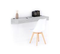 Scrivania sospesa a muro Evolution 120x40, Grigio Cemento con Caricatore Wireless