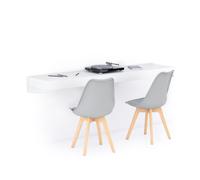 Scrivania sospesa a muro Evolution 180x40, Bianco Frassino