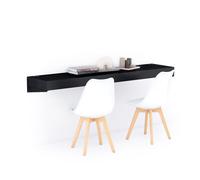 Scrivania sospesa a muro Evolution 180x40, Nero Frassino con Caricatore Wireless
