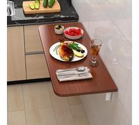 Scrivania sospesa da parete, 100 x 40 cm, pieghevole, in legno, compatta, per lavanderia, design a goccia, scrivania per computer (teak 40 x 30 cm)