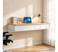 Scrivania Sospesa da Parete,Toeletta con Cassetti Contenitore | Già Assemblata,Salvaspazio,per Camera da Letto,Soggiorno e Piccoli Spazi,Solo Tavolo(Natural+White,120*40*20cm)