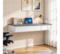Scrivania Sospesa da Parete,Toeletta con Cassetti Contenitore | Già Assemblata,Salvaspazio,per Camera da Letto,Soggiorno e Piccoli Spazi,Solo Tavolo(Gray+White,140*40*20cm)