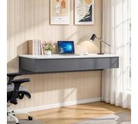 Scrivania Sospesa da Parete,Toeletta con Cassetti Contenitore | Già Assemblata,Salvaspazio,per Camera da Letto,Soggiorno e Piccoli Spazi,Solo Tavolo(White+Gray,120*40*20cm)