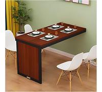 Scrivania sospesa pieghevole da parete, tavolo salvaspazio in teak Murphy per computer portatile, con design a foglia di goccia, soluzione elegante e funzionale per casa e ufficio