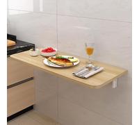 Scrivania sospesa salvaspazio da parete, 100 x 40 cm, pieghevole, in legno, per lavanderia e computer, con foglie a discesa, ideale per piccoli spazi, finitura noce (101,6 x 30,5 cm)