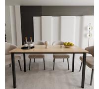 Scrivania Tavolo Da Computer PC In Legno Con Gambe In Metallo Scrittoio Mobile Desk Da Ufficio Studio Cameretta Soggiorno Sala Da Pranzo Design Moderno Pacific (138 x 55 x 73 Cm, Nero E Rovere)