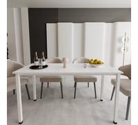 Scrivania Tavolo Da Computer PC In Legno Con Gambe In Metallo Scrittoio Mobile Desk Da Ufficio Studio Cameretta Soggiorno Sala Da Pranzo Design Moderno Pacific (138 x 55 x 73 Cm, Bianco)