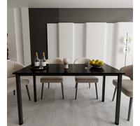 Scrivania Tavolo Da Computer PC In Legno Con Gambe In Metallo Scrittoio Mobile Desk Da Ufficio Studio Cameretta Soggiorno Sala Da Pranzo Design Moderno Pacific (138 x 55 x 73 Cm, Nero)