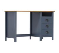 Scrivania - Tavolo da lavoro per computer, studio Hill, con 3 cassetti, 120 x 50 x 74 cm, in pino solido, colore: grigio 02_0023860