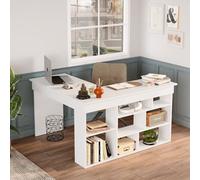 Scrivania Ufficio Angolare Con Ripiani Design Moderno Bianca Twin