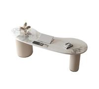 Scrivania ufficio classica Scrivania moderna ed elegante for ufficio domestico con piano in pietra e mobiletto portaoggetti, porte USB prese di corrente per scrivere(L)