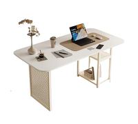 Scrivania ufficio classica Tavolo da ufficio bianco con ripiani portaoggetti a 2 livelli, scrivania moderna, semplice, for studio, scrittura, laptop, elegante, postazione di lavoro per scrivere(L)