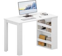 Scrivania Ufficio Compatta con Libreria Integrata - Bianco Lucido, Design Salvas