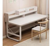 Scrivania Ufficio da Studio per Computer con Libreria, Moderna Postazione di Lavoro da Gaming per Libri, Piante in Vaso, Foto, Ornamenti