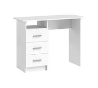 HOMCOM Scrivania Salvaspazio Moderna - 3 cassetti e ripiano aperto in legno, Bianco e Marrone