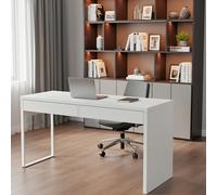 Scrivania Ufficio Home Office Studio Design Moderno Tavolo Lavoro Computer Cassetti Arredo Casa Professionale Ampia Superficie Organizzazione Minimal Elegante 138 x 50 x 75 Cm Bianco