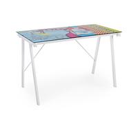 SCRIVANIA VETRO 113X58 STUDIO CAMERETTA COMPUTER DESIGN MODERNO YOUNG CARTOON