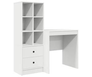 Scrivania Vidaxl Madeira 6 Scomparti e 2 Cassetti Bianco 76x70x50 cm