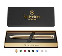 Scriveiner Penna a Sfera in Oro con Finitura Placcata in Vero Oro, Splendida Penna Professionale con Ricarica di Inchiostro Nero, Idea Regalo Elegante per Lui e per Lei