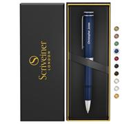 Scriveiner Penna rollerball personalizzata blu, penna tascabile con finitura cromata, elegante penna da scrivere, regalo perfetto, set regalo con incisione per uomo e donna