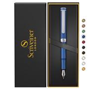 Scriveiner stilografica di lusso fine, penna tascabile blu opaca, finitura cromata, pennino tedesco, convertitore, regalo per uomini e donne, bella penna di design