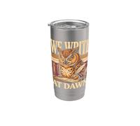 Scriviamo a Dawn Vintage Owl Scrittori E Poeti Bicchiere termico in acciaio inox doppia parete