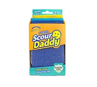 Scrub Daddy, 2 spugnette per acciaio Scour Daddy Steel, per pulire e lucidare l’acciaio inox, per piatti, pentole, padelle e griglie, per cucina e bagno, morbide in acqua calda, rigide in acqua fredda
